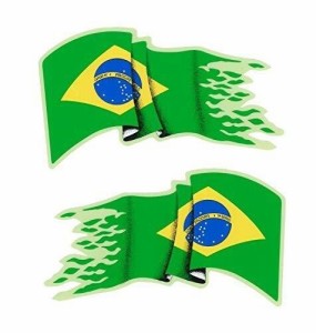 東洋マーク製作所 ブラジル 国旗 ステッカー はためく 右左向き 2枚セット 2651