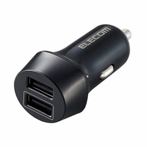 エレコム カーチャージャー シガーソケット USB 2ポート USB-A×2 12W 12V24V入力対応 LEDランプ付き ブラック MPA-CCU16BK