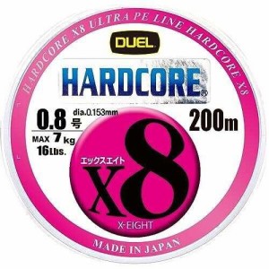 DUEL デュエル PEライン 釣り糸 HARDCORE X8 0.8号 200m 5色イエローマーキング H3261N-5CBL