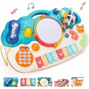 UQTOO 音楽おもちゃ 子供 多機能 ピアノ・鍵盤楽器の玩具 赤ちゃん 幼児 子ども 知育玩具 電子 ピアノ 鍵盤楽器の玩具 男の子 女の子 キ