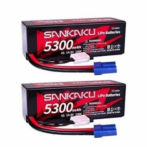 SANKAKU 5300mAh 4Sラジコンバッテリー 100C 14.8V リポバッテリーEC5プラグ付き、リポバッテリーハードケース、RCトラックRCトラギー RC