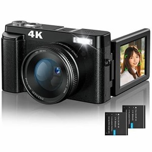 CAMKORY 4K デジタルカメラ 4800万画素 デジカメ オートフォーカス 180°自撮り ウェブカメラ機能 HDMI出力 4800万画素 16倍ズーム 手振