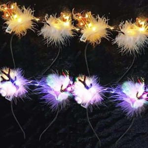 クリスマス カチューシャ LED 4個セット ヘッドバンド ヘアバンド 光る 目立つ 大人子供用 髪飾り 鹿の角 ヘアアクセサリー パーティー用