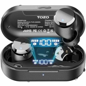 TOZO Tonal Dots T12 ワイヤレスイヤホンENC ノイズキャンセリング 専用アプリ LEDディスプレイ電池残量表示55時間音楽再生瞬時接続