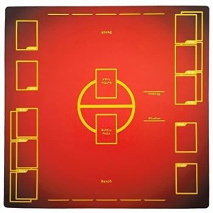 OTOlife プレイマット 全面縫製仕様 ラバープレイマット 滑り止め 収納袋付き カードゲーム 60×60cm 赤