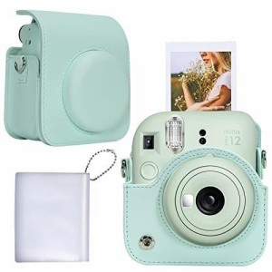 互換品 FUJIFILM チェキ instax mini 12  11 インスタントカメラ INS MINI 12 ショルダーストラップ付き ミントグリーンケースのみ