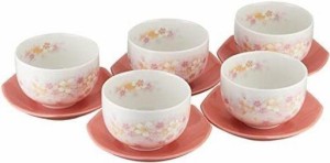 エールネットALE-NET 湯呑 ゆのみ 5個セット 径8.5×高5CM 160CC 山桜 茶菓揃 5客湯呑セット 磁器 美濃焼