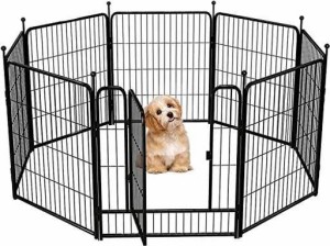 ペットフェンス 犬 サークル 室内 大型犬 フェンス 中小型犬 ペットサークル パネル8枚 スチール 複数連結可能 室内室外兼用 8枚, 80*80