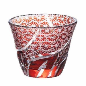 QD-324 切子 冷茶グラス コップ 伝統工芸 食洗器対応 レッド