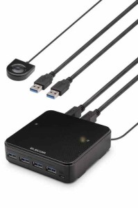 エレコム USB切替器 PC→2ポート USB3.0→4ポート 手元スイッチ ブラック U3SW-T2