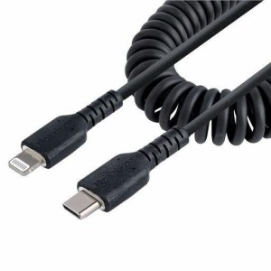 STARTECH.COM 高耐久LIGHTNING - USB-Cケーブル 1M コイル伸縮型／ブラック／アラミド繊維補強／MFI認証／IPHONE充電ケーブル／タイ