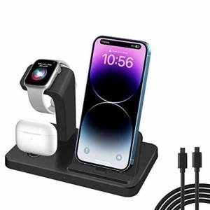 充電スタンド 3IN1充電器 APPLE WATCHワイヤレス充電器に対応 急速充電ワイヤレスチャージャー IPHONE14131211XXRSE876、APPLE 