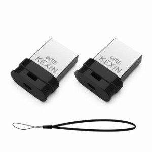 KEXIN USBメモリ・フラッシュドライブ USB 2.0 USBメモリースティック データ転送 PCに対応 64GUSB2.0二個セット, ブラック