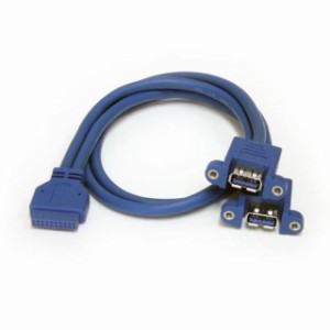  USBケーブル／パネルマウント型／USB 3.05Gbps／2ポートType-A 増設／マザーボードピンヘッダー接続／SuperSpeed USB 3.2 Gen1 規格