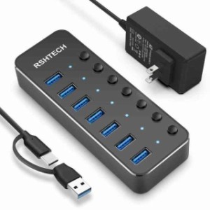 RSHTECH USBハブ 3.0 電源付き 7ポート 2022 改良 USB Hub 7ポート