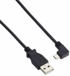  スマホケーブル 0.5m L型右向きマイクロUSB オス - USB オス 24AWG データ転送ケーブル USBAUB50CMRA