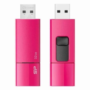 シリコンパワー USBメモリ 8GB USB3.0 スライド式 Blaze B05 32GB, ピンク