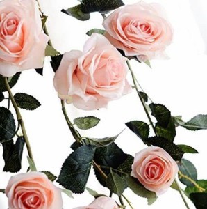 ST TS バラ 薔薇 ガーランド 造花 シルク フラワー インテリア スワッグ 結婚式 パーティー 飾り付け 装飾 01 ピンク