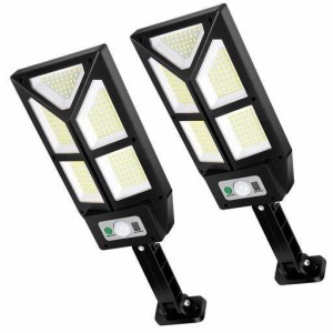 ATHBAVIB 196 COB LED ソーラーライト 街灯 センサーライト 屋外 2個セット リモコン付き IP65防水 人感センサー モーション検知 3つ知能