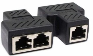 JUTOSU RJ45 LANケーブル延長コネクタ ２分岐, RJ45 ケーブル用中継インターネット LANイーサネットソケットコネクタアダプタ 二 股 分岐