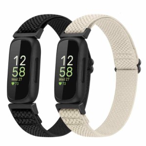 JMIO 2 パック 調節可能な弾性ナイロン スポーツバンド Fitbit Inspire 3/2/1/Inspire HR/Inspire Ace 2/Ace 3対応 男女兼用交換用リスト