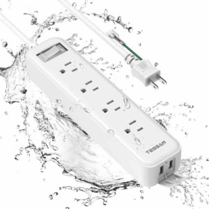 電源タップ 防水 延長コード 2m TESSAN 防水コンセント テーブルタップ usbコンセント 4個ACコンセント 2個usbポート oaタップ 雷ガード 