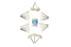 UID 26個セット 羊毛フェルトバフ2.35mm軸 鏡面研磨や金属磨き仕上げ 円筒型 砲弾型 ホイール型 ポッリシングコンパウンド(バフ用研磨剤)