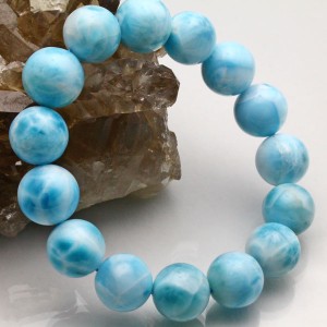 ラリマー ブレスレット 13mm 天然石 メンズ レディース Larimar  一点物 199-4