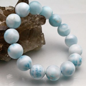 ラリマー ブレスレット 14mm 天然石 メンズ レディース Larimar  [送料無料] 一点物 211-2534