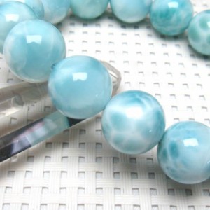 ラリマー ブレスレット 14mm  メンズ レディース Larimar [送料無料]  一点物 111-10126