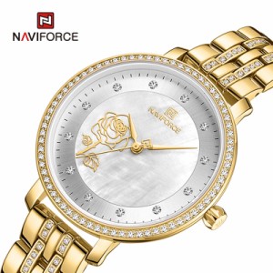 Naviforce-レディースクォーツ腕時計 高級ブランド ダイヤモンド 耐水性 エレガント ファッショナブル
