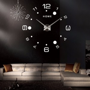 アクリルミラー付き3Dデジタル壁掛け時計 特大 水玉模様 室内装飾