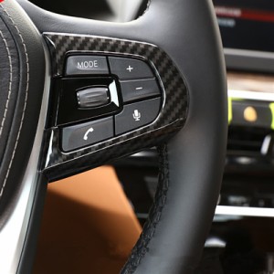 BMW 5シリーズG30G38 2018 ABS用カーボンステアリングホイールボタン車内装飾2個