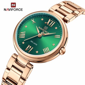 Naviforce-女性用ステンレス 防水クォーツ腕時計 高級ブランド カジュアル