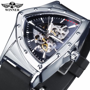 WINNER-メンズスポーツウォッチクリアマシン式時計発光ポインター付きオートミリタリー腕時計