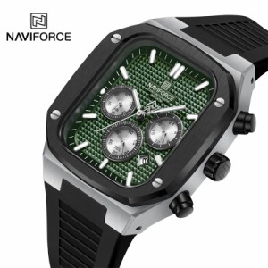 Naviforce-メンズクォーツ腕時計 耐水性クロノグラフ時計 シリコンストラップ 高級ブランド カジュアル