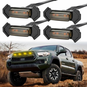 4Pcs レンズアンバー LED 12v グリル ライト フォード F250 ダッジ ラム GMC トヨタ タコマ w/TRD プロ グリルピックア