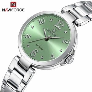 Naviforce-女性用クォーツ時計 高級時計 カジュアル エレガント ステンレス  耐水性
