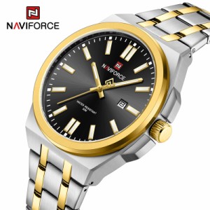 Naviforce-男性用防水ステンレススチールクォーツ時計 男性用腕時計 ビジネスレジャー ブランド