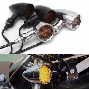 バイク用LEDウインカーブレーキライトブラックウィバードメッシュレンズ10MMアルミニウムハウジングチョッパーカフェレーラー12V