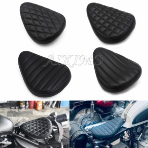 レザーバイクシートクッション レトロカフェレーサー用フラットシート スズキチョッパー用汎用