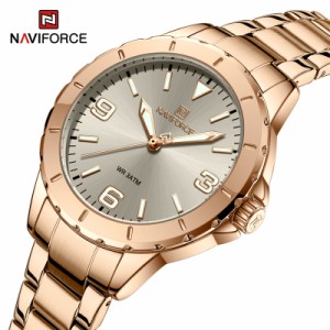 Naviforce-女性用ステンレススチール腕時計 流行高級時計 耐水性 フェミニン