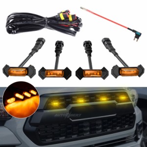 4Pcs 琥珀色黄色 LED 12V グリル ライト フォード F250 ダッジ ラム GMC トヨタ タコマ w/TRD プロ グリル ピックアッ