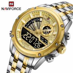 Naviforce-高級デジタルメンズウォッチ ステンレススチール腕時計 クォーツ スポーツ ミリタリー 耐水性 男性