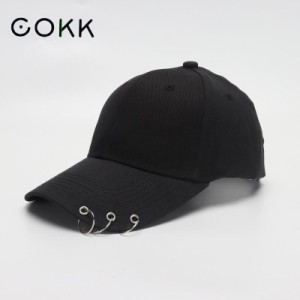 COKK-女性男性ヒップホップキャップ イヤリング付き調節可能野球キャップ 韓国スタイル ユニセックス
