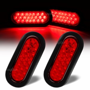 2X トレーラー トラックボート バス赤 LED 6Inch 楕円形ストップテールブレーキ ライト マーカー ライト 12V IP65 ちり止め R