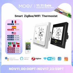 MOES WIFI スマートウォーター 電気床暖房 サーモスタット ガスボイラー 温度コントローラー ALEXA TUYA GOOGLE HOME 音声 ZIGBEE コント