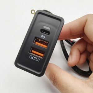 車デュアル USB 急速充電 QC3.0 高速電話チャージャーアダプター充電ソケット電源コンセント スイッチ ゴルフ 7 アクセサリー カスタムパ