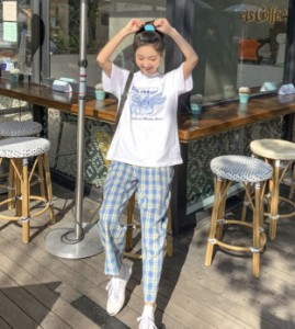 トップス ボトムス パンツ Tシャツ 半袖 ラウンドネック アンクル丈 薄手 オーバーサイズ 送料無料 個性的 M L XL 2XL かわいい シンプル