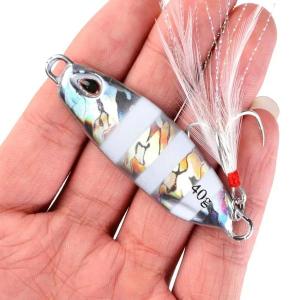 Aoace-ジグ付きリジッドメタルルアー,ジギング,バス,マグロ,シーバス釣りに最適な人工餌,1ピース,10〜40g